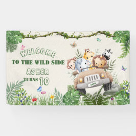  Personalized Kids Safari Birthday Welcome Banner 横断幕