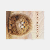 Personalized Kids Safari Cute Fluffy Leopard  フリースブランケット (正面(横))