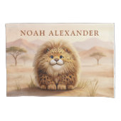 Personalized Kids Safari Cute Fluffy Leopard  枕カバー (正面)