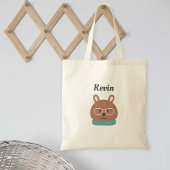 Personalized Kids' Tote Bag with Hipster Bear トートバッグ