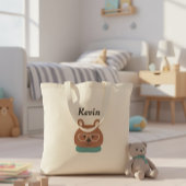 Personalized Kids' Tote Bag with Hipster Bear  トートバッグ