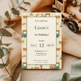 Personalized Kids Train Birthday Party 招待状