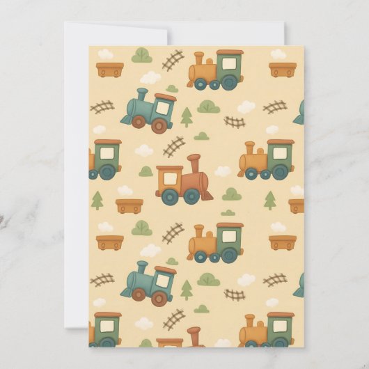 Personalized Kids Train Birthday Party 招待状 (裏面)