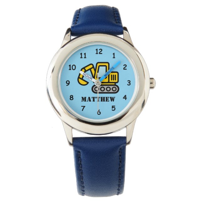 Personalized kid's watch with excavator drawing 腕時計 (正面)
