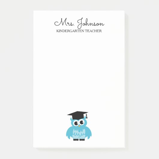 Personalized kindergarten school teacher funny owl ポストイット (正面)