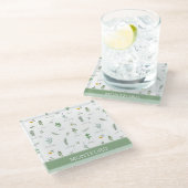 Personalized Kitchen Garden Botanical ガラスコースター (アングル)