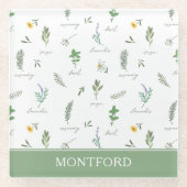 Personalized Kitchen Garden Botanical ガラスコースター (正面)