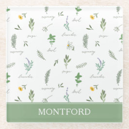 Personalized Kitchen Garden Botanical ガラスコースター