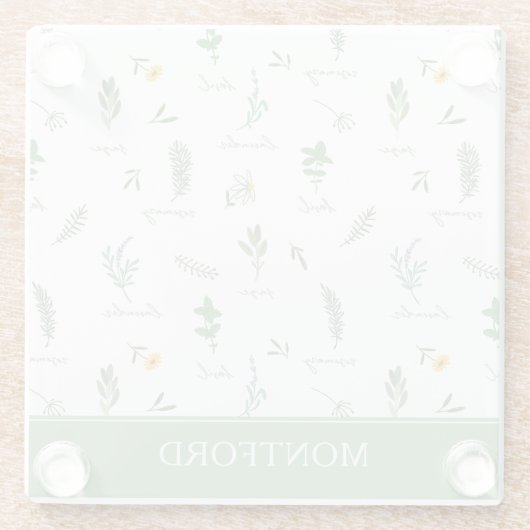 Personalized Kitchen Garden Botanical ガラスコースター (裏面)
