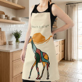 Personalized Kitchen Name Giraffe Boho Mom Gift エプロン