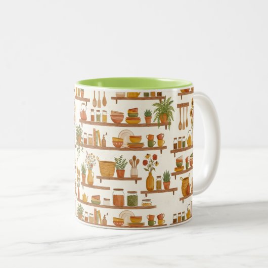 Personalized Kitchen Shelves Pattern Coffee Mug ツートーンマグカップ (正面右)