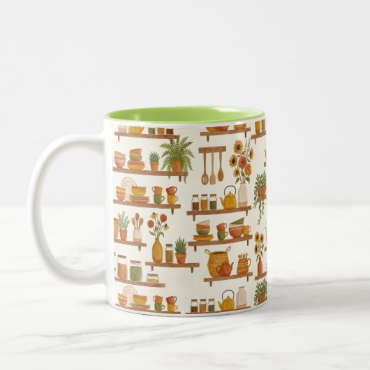Personalized Kitchen Shelves Pattern Coffee Mug ツートーンマグカップ (左)