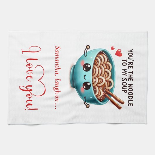 Personalized Kitchen Towel Funny Food Love Quotes キッチンタオル (横)