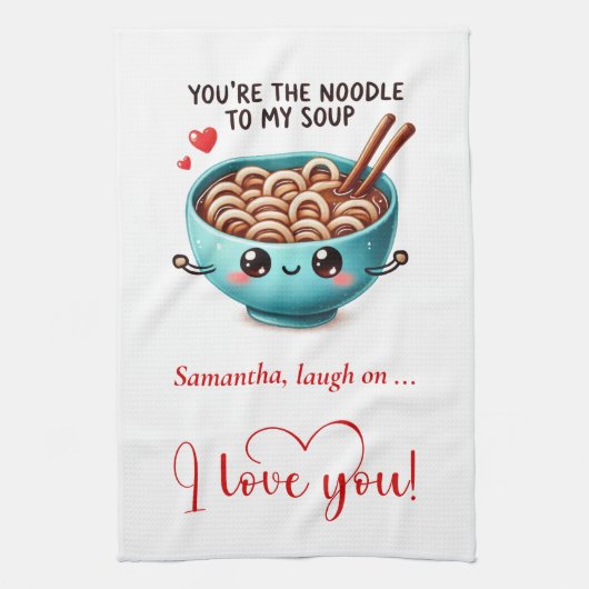 Personalized Kitchen Towel Funny Food Love Quotes キッチンタオル (縦)
