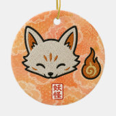 Personalized Kitsune Ceramic Ornament | Japanese F セラミックオーナメント (正面)