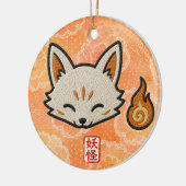 Personalized Kitsune Ceramic Ornament | Japanese F セラミックオーナメント (左)