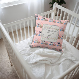 Personalized Kitten & Wildflowers Birth Keepsake クッション