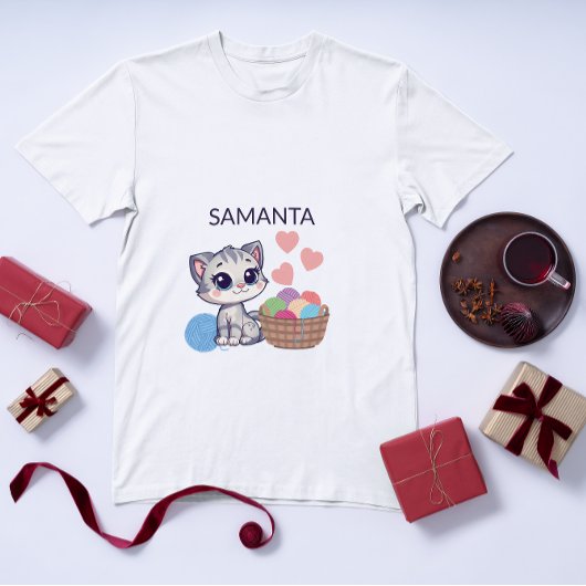 Personalized Kitten & Yarn Baby Bodysuit トドラーTシャツ