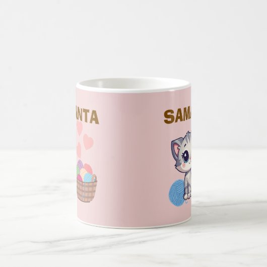  Personalized  Kitten & Yarn Classic Mug コーヒーマグカップ (中央)