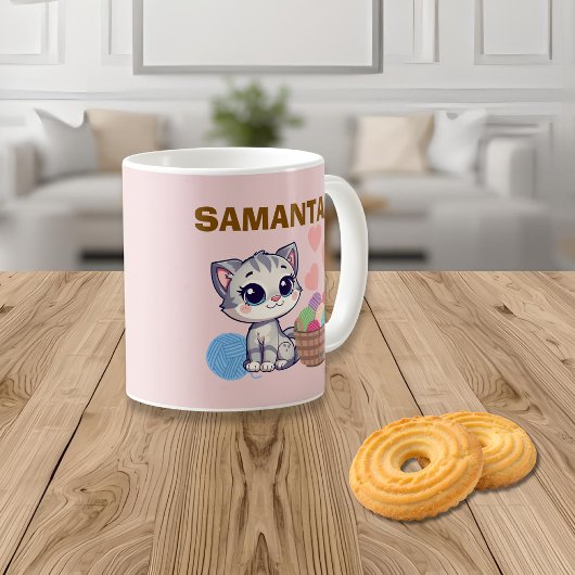  Personalized  Kitten & Yarn Classic Mug コーヒーマグカップ