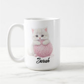 Personalized | Kitten Yarn Play Time Mug コーヒーマグカップ (左)