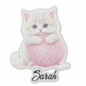 Personalized | Kitten Yarn Play Time Sticker シール (正面)