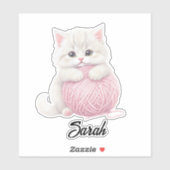 Personalized | Kitten Yarn Play Time Sticker シール (シート)