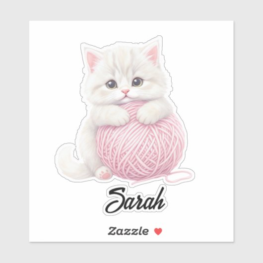 Personalized | Kitten Yarn Play Time Sticker シール (シート)