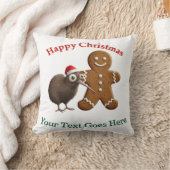 Personalized Kiwi Bird & Gingerbread Man Christmas クッション (ブランケット)