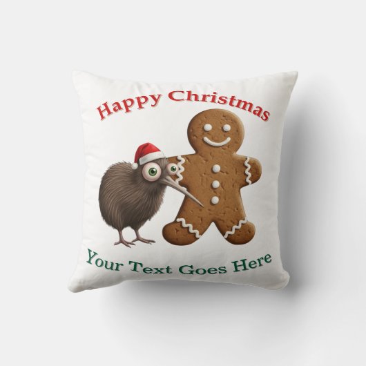 Personalized Kiwi Bird & Gingerbread Man Christmas クッション (裏面)