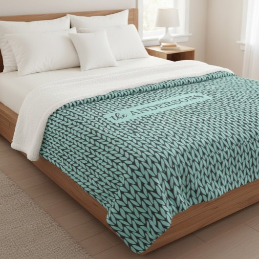 Personalized Knit Pattern Cozy Fleece Blanket シェルパブランケット