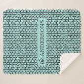Personalized Knit Pattern Cozy Fleece Blanket シェルパブランケット (正面(横))