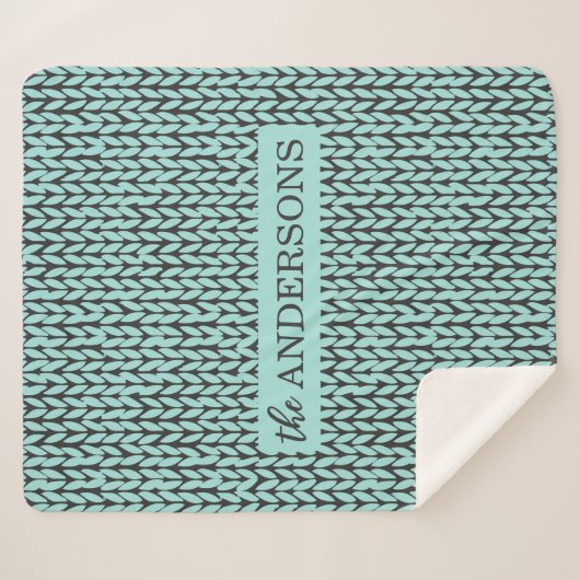 Personalized Knit Pattern Cozy Fleece Blanket シェルパブランケット (正面(横))