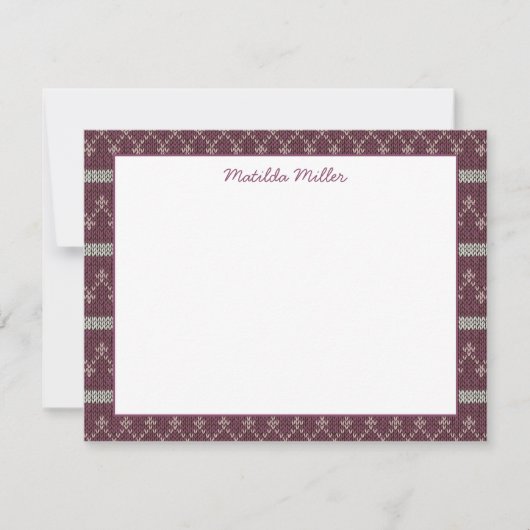 Personalized Knit Pattern Note Card ノートカード (正面)
