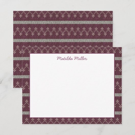 Personalized Knit Pattern Note Card ノートカード (正面/裏面)