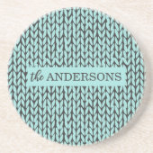 Personalized Knit Pattern Sandstone Coaster コースター (正面)