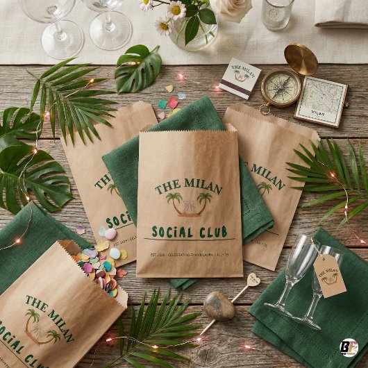 Personalized Kraft Wedding Tropical Palm Trees & H フェイバーバッグ