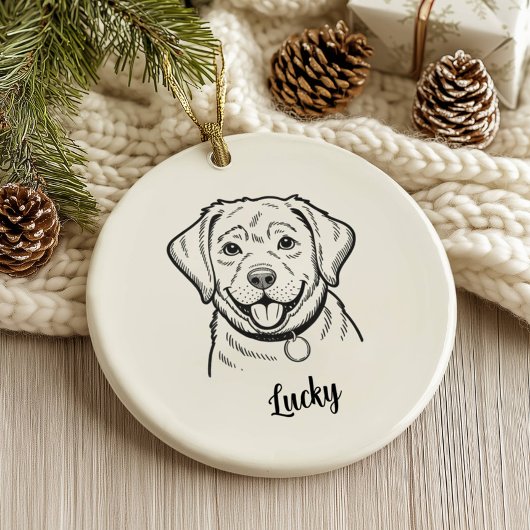 Personalized Lab Dog Christmas セラミックオーナメント