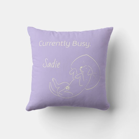 Personalized Labrador Name Currently Busy Lavender クッション (裏面)