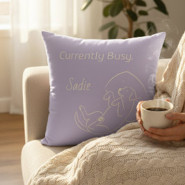 Personalized Labrador Name Currently Busy Lavender クッション