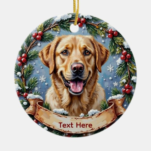 Personalized Labrador Retriever Christmas セラミックオーナメント (正面)