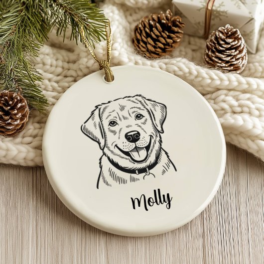 Personalized Labrador Retriever Dog Christmas セラミックオーナメント
