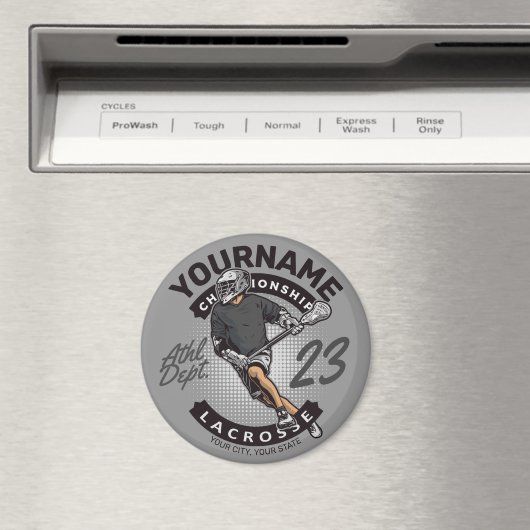 Personalized Lacrosse Player Sports Team Attack マグネット (インサイチュ (食洗機))