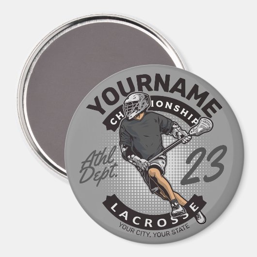 Personalized Lacrosse Player Sports Team Attack  マグネット (正面/裏面)