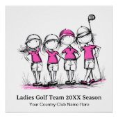 Personalized Ladies Golf Poster – Fun Cartoon ポスター (正面)