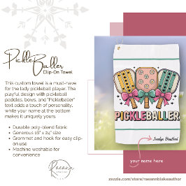 Personalized Ladies' Pickleball Clip-on Towel ゴルフタオル