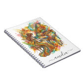 Personalized Lady Grand Piano Artistic Colourful   ノートブック (右側)