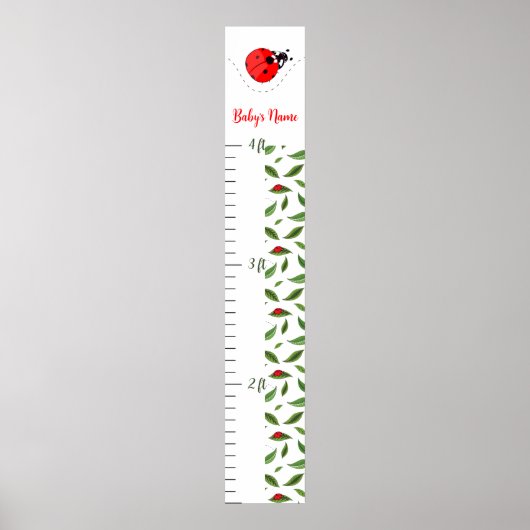 Personalized Ladybug Baby Growth Chart ポスター (正面)