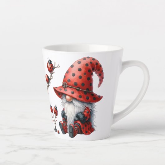 Personalized Ladybug Gnomes Latte Mug カフェラテマグ (右)