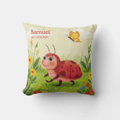 Personalized Ladybug Pillow – Baby Name クッション (正面)